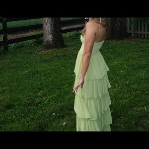 Lovers + Friends Lime Strapless Tiered Dress